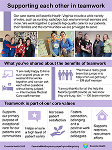 Click here to learn more about how Essentia Health care teams support each other.